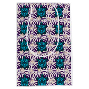 Tropical Turtle Floral Pattern Seamless Sea Turtle Medium Gift Bag
