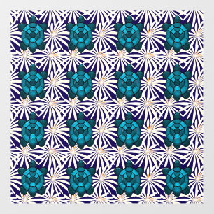Tropical Turtle Floral Pattern Seamless Sea Turtle Wall Decal
