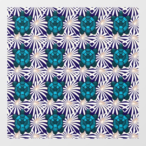 Tropical Turtle Floral Pattern Seamless Sea Turtle Wall Decal