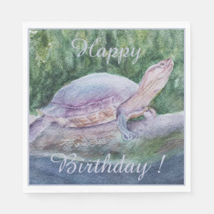 Tropical Turtle Happy Birthday Party Celebration Napkins