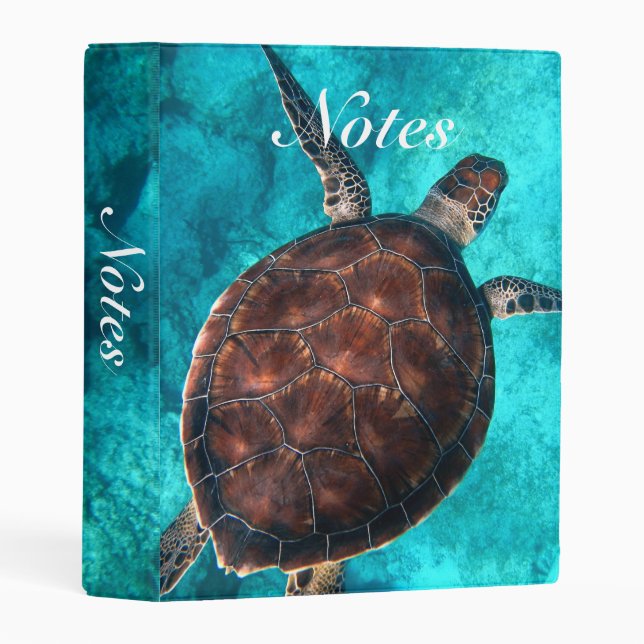 Tropical Turtle in Blue Ocean Mini Binder (Front/Spine)