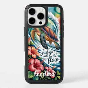 Tropical Turtle Just Go with the Flow Summer Vibes iPhone 16 Pro Max Case