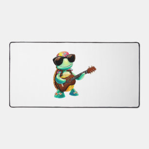 Tropical turtle with guitar desk mat