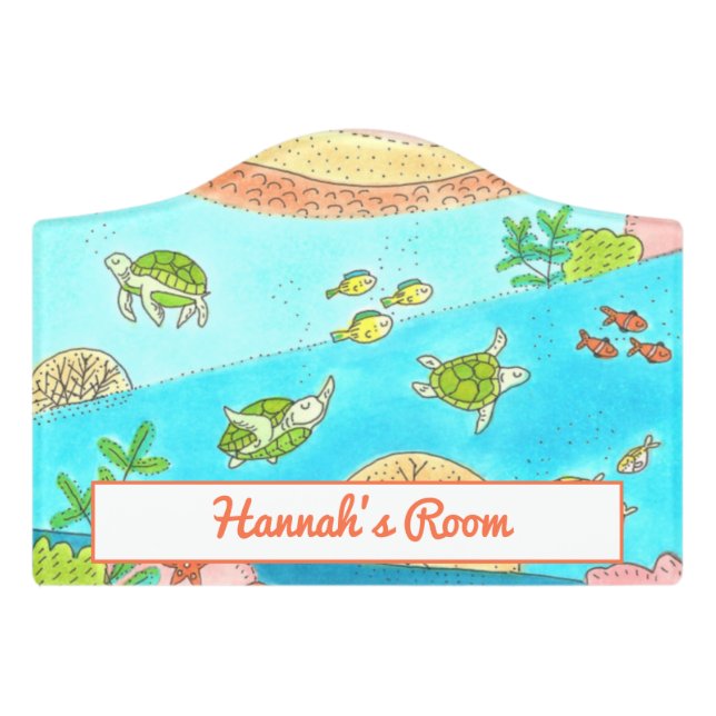 Tropical Turtles Beach House  Door Sign (Small Crest Front)
