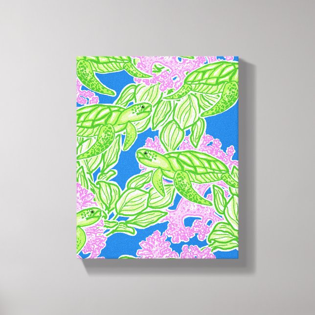 Tropical Turtles Pattern Canvas Print (Front)