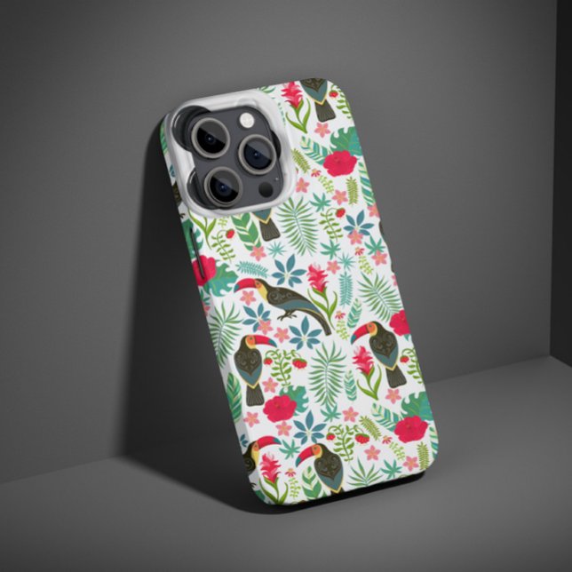 Tropical Tuscans and Flowers Pattern iPhone Case (Creator Uploaded)