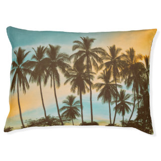 Tropical Twilight: Coconut Palm Silhouette Pet Bed