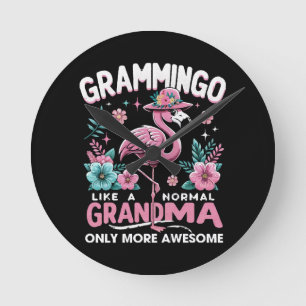 Tropical Twilight Flamingo Round Clock