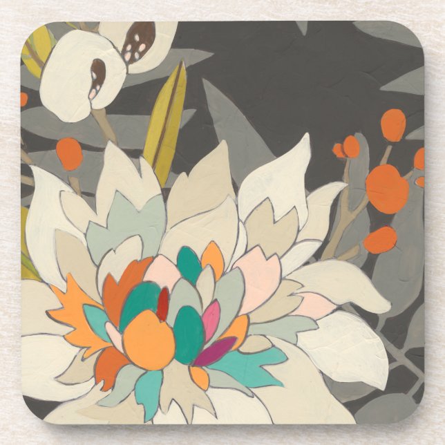 Tropical Twilight Flowers Beverage Coaster (Front)