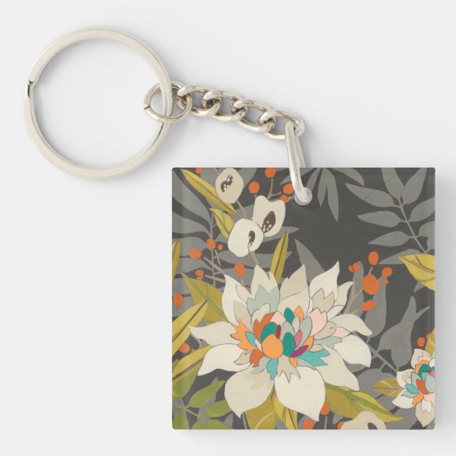 Tropical Twilight Flowers Keychain (Front)