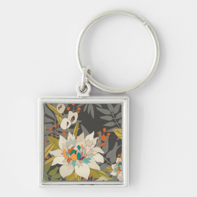 Tropical Twilight Flowers Keychain (Front)