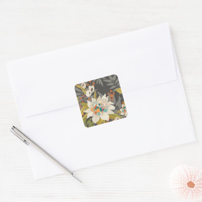 Tropical Twilight Flowers Square Sticker (Envelope)