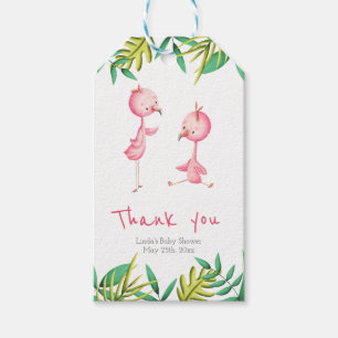 Tropical Twin Flamingos Personalized Thank You Gift Tags