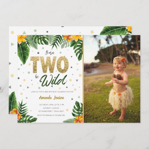 Tropical Two wild birthday invitation photo
