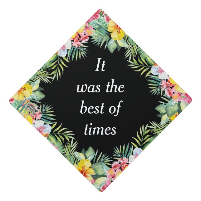 Tropical Typography Floral Tassel Topper (Front)
