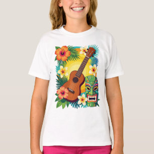 Tropical Ukulele Tiki Luau Party Vibes T-Shirt