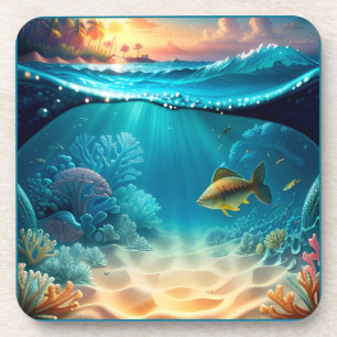 Tropical Underwater Landscape Beverage Coaster