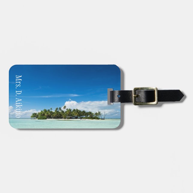 Tropical uninhabited island luggage tag (Front Horizontal)