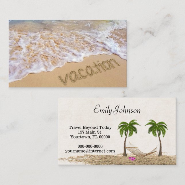 Tropical Vacation Beach Business Card (Front/Back)