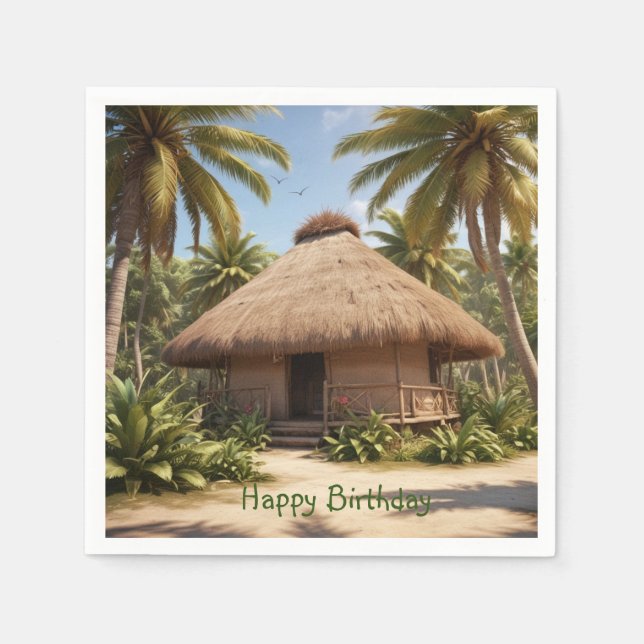 Tropical Vacation Birthday Napkins (Front)