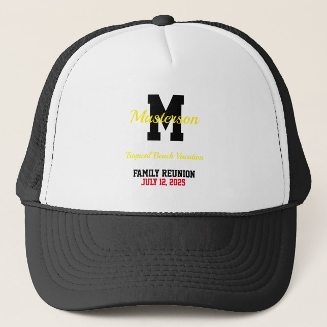 Tropical Vacation Family Reunion Getaway Trucker Hat (Front)