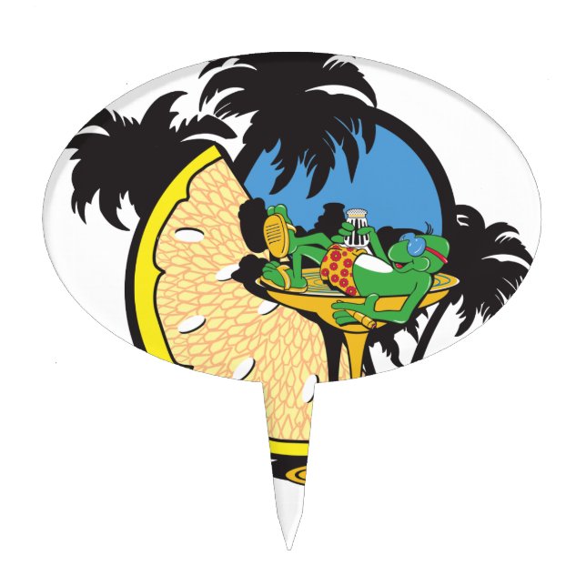Tropical Vacation Gecko Cake Topper (Front)