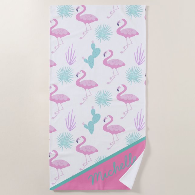 Tropical Vacation | Monogram Beach Towel (Front)