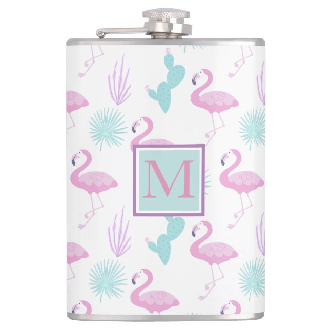 Tropical Vacation ⎥Monogram Vinyl Wrapped Flask (Front)