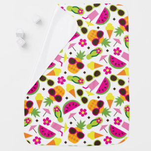 Tropical Vacation Seamless Pattern Baby Blanket