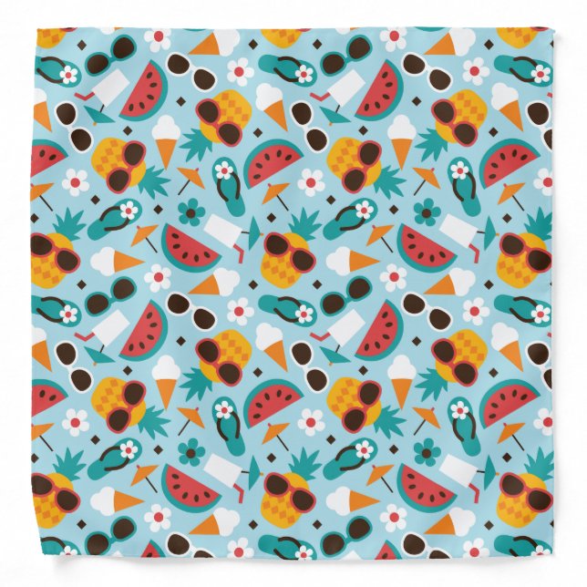 Tropical Vacation Seamless Pattern Bandana (Front)