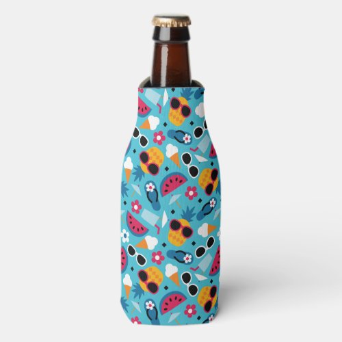 Tropical Vacation Seamless Pattern Bottle Cooler