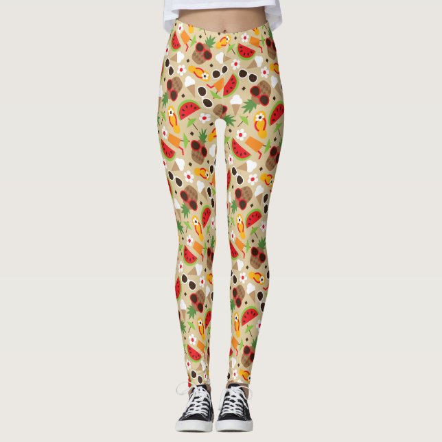 Tropical Vacation Seamless Pattern Leggings (Front)