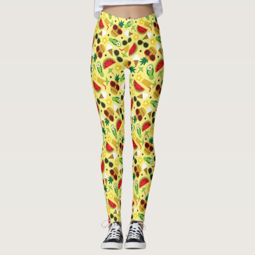 Tropical Vacation Seamless Pattern Leggings