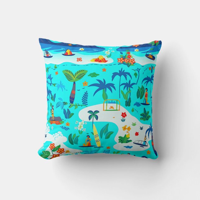 Tropical Vacation Throw Pillow (Front)