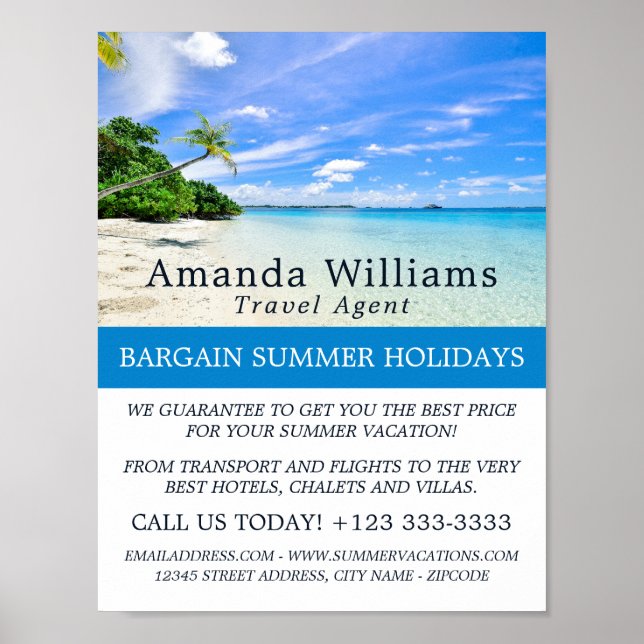 Tropical Vacation, Travel Agent Advertising Poster (Front)