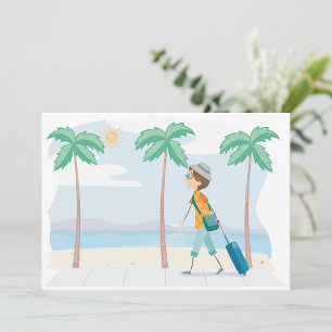 Tropical Vacation Traveler Fun Beach Travel Invitation