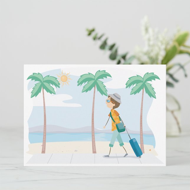 Tropical Vacation Traveler Fun Beach Travel  Invitation (Creator Uploaded)