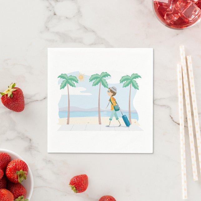 Tropical Vacation Traveler Fun Beach Travel  Napkins (Creator Uploaded)