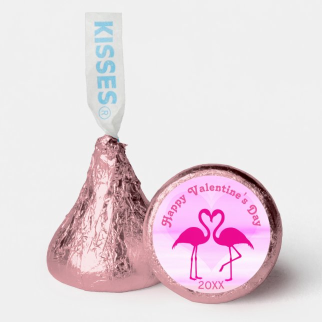 Tropical Valentines Day Flamingo Pink Custom Year Hershey®'s Kisses® (Front)