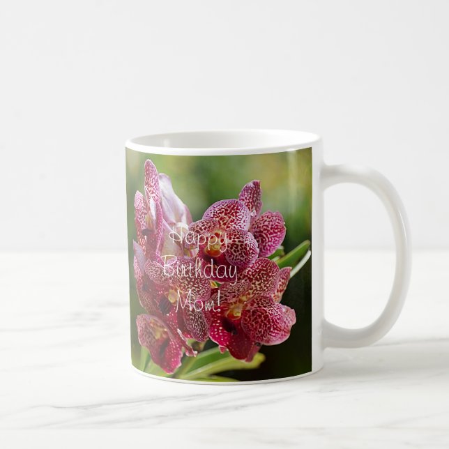 Tropical Vanda Orchid Cluster Birthday Coffee Mug (Right)