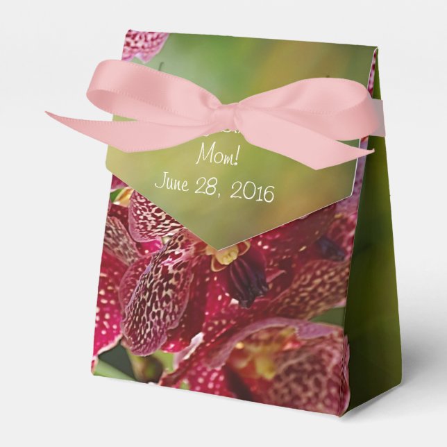 Tropical Vanda Orchid Cluster Birthday Tent Favor Boxes (Front Side)