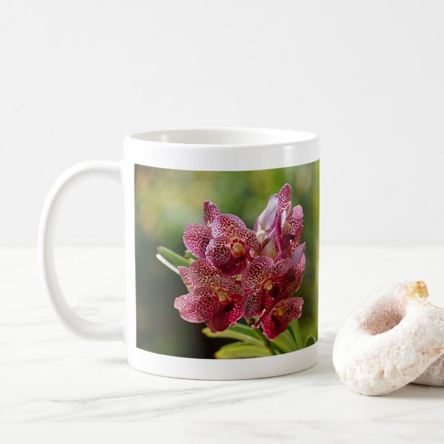 Tropical Vanda Orchid Cluster Coffee Mug (With Donut)