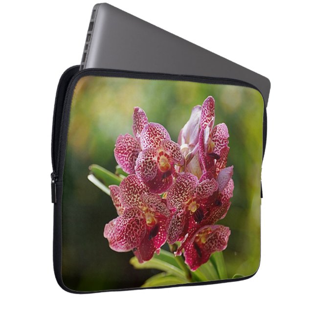 Tropical Vanda Orchid Cluster Laptop Sleeve (Front Right)