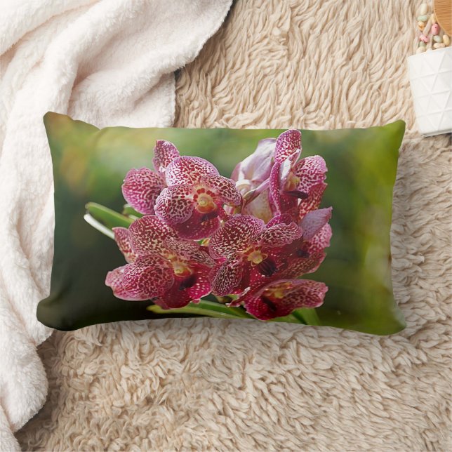 Tropical Vanda Orchid Cluster Lumbar Pillow (Blanket)