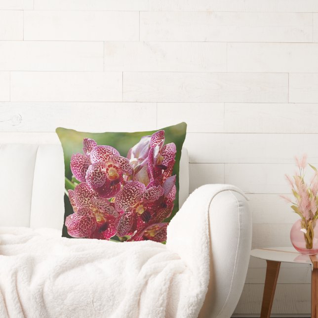 Tropical Vanda Orchid Cluster Throw Pillow (Couch)