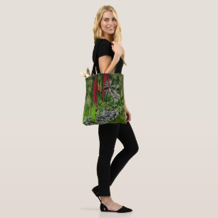 Tropical Vertical Garden Moss and Leaves Pattern Tote Bag