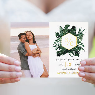 Tropical Vibe FOIL Wedding Save The Date Card