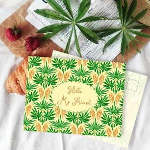Tropical Vibe Palm Pattern Friendship Postcard