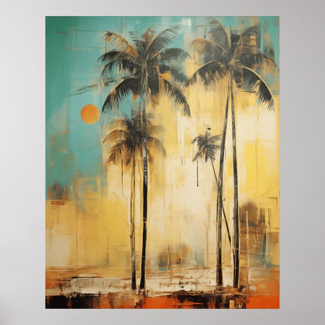 Tropical Vibes Abstract Palm Art Poster (Front)