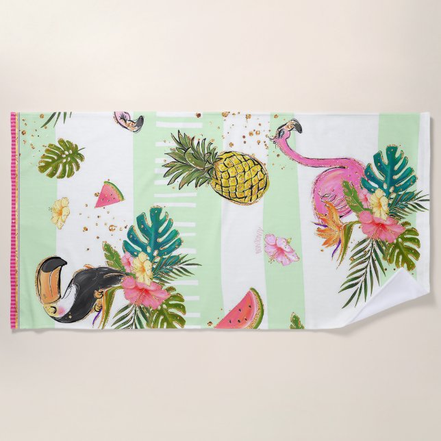 Tropical Vibes Beach Towel (Front)